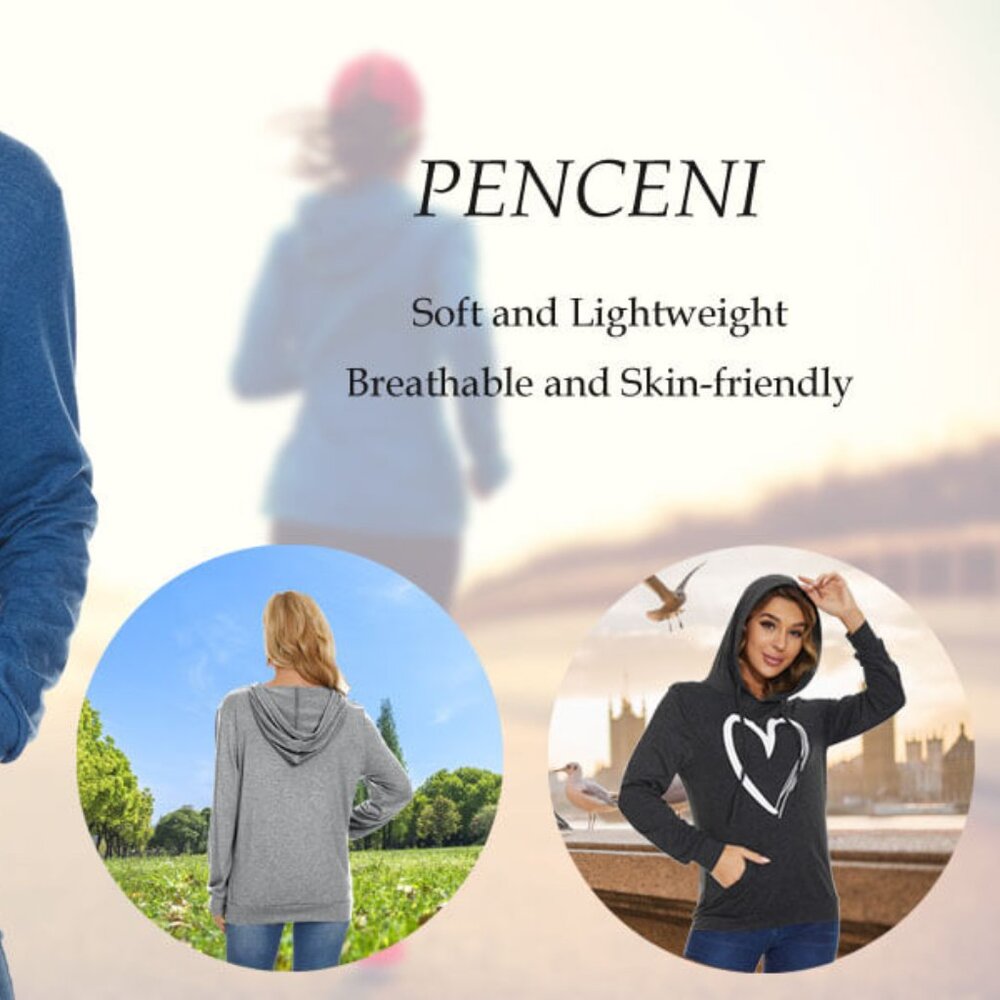 Women's Penceni "Heart" Hoodie Sweatshirt Long Sleeve Top - Picture 11 of 11
